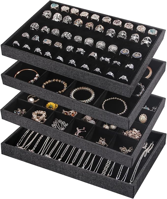 Julysky 4 Pcs/set Stackable Jewelry Organizer Trays by Julysky