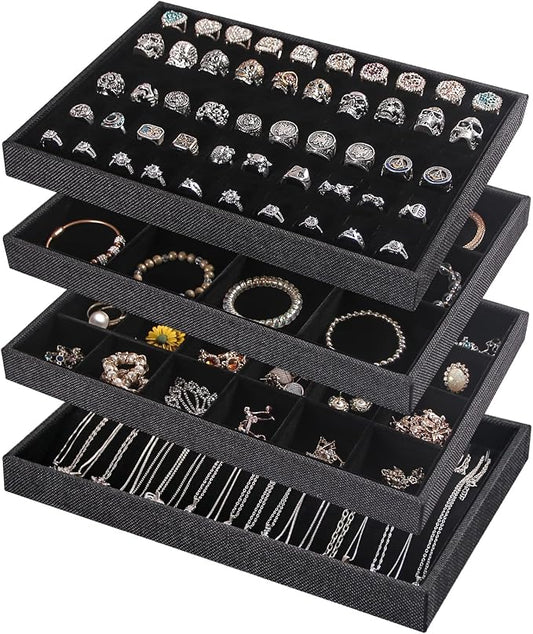 Julysky 4 Pcs/set Stackable Jewelry Organizer Trays by Julysky
