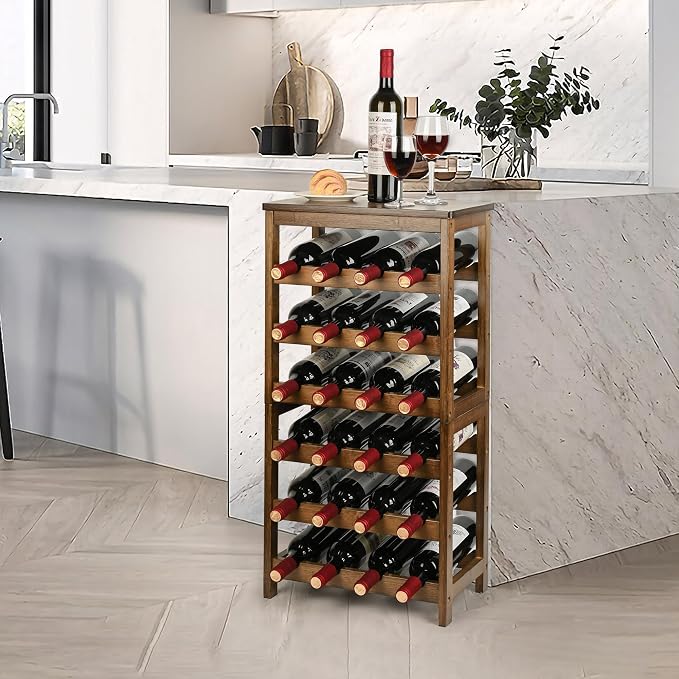 VASMIA Wine Rack Freestanding Floor, 6-Tier Display Wine Storage Shelves - Image 8
