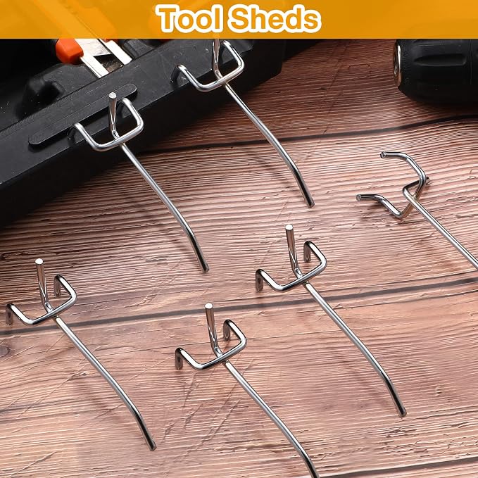 Funrous 100 Pack Peg Board Hooks Stainless Steel Pegboard Hooks Shelving - Image 7