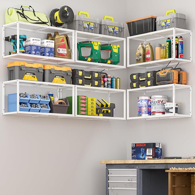 ThreeHio 2 Pack Expandable Garage Shelves Wall Mount, Heavy Duty Garage Wall - Image 7