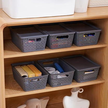 Plastic Storage Baskets With Lid, Storage Bins - Image 7