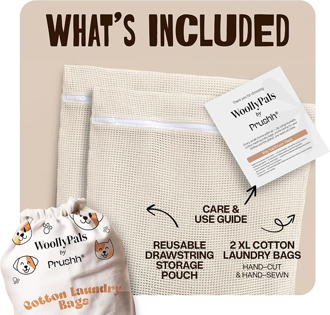 WoollyPals Large Cotton Mesh Laundry Bags – 2-Pack - Image 7