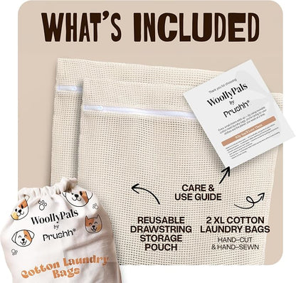 WoollyPals Large Cotton Mesh Laundry Bags – 2-Pack - Image 7