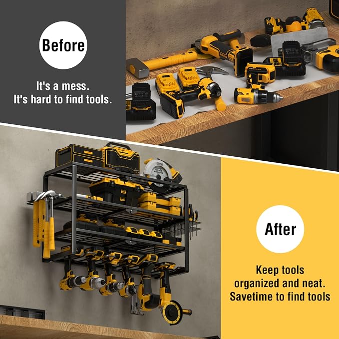 YYR 4 Layer Power Tool Organizer Wall Mount, Cordless Drill Hanger Storage Rack - Image 8