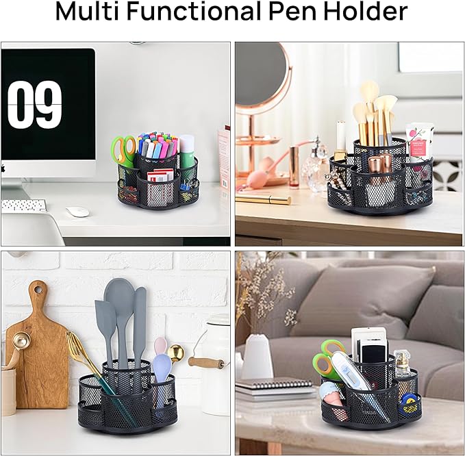 Topwey Pen Holder for Desk, 360 Rotating Pencil Holder, Cup Holder for Desk - Image 5
