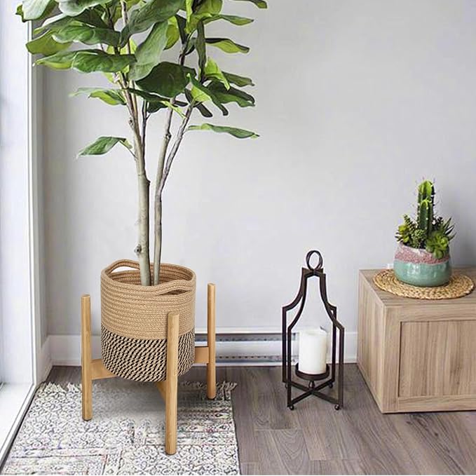 MEGASKET Woven Jute Plant Basket, Wicker Basket Planter up to 7" Pot, Round - Image 5