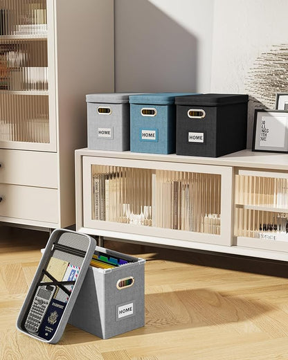 Hanging Filing File Box with Mesh Pocket, File Organizer Box with Lid, - Image 7