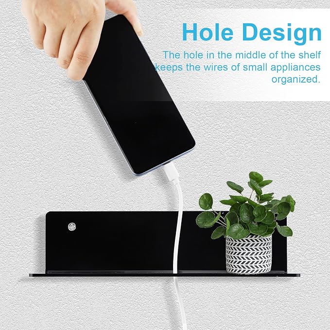 9 Inch Acrylic Floating Shelf No Drill Adhesive Wall Shelf Set of 4 - Image 4