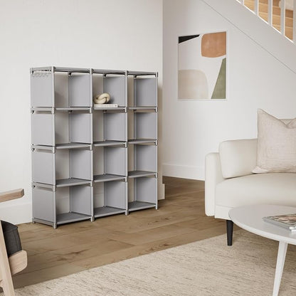 Mavivegue Book Shelf, 12 Cube Storage Organizer, DIY Bookcase, Metal Cube - Image 2