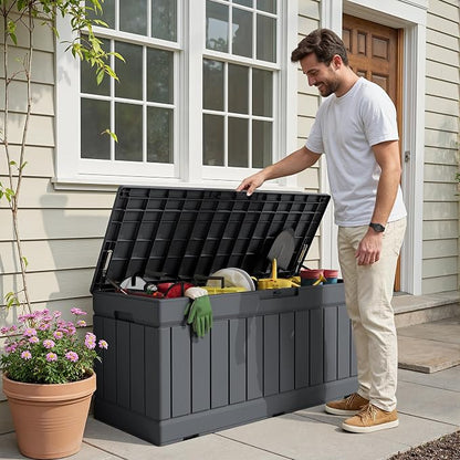 Devoko 78 Gallon Deck Box, Waterproof Resin Outdoor Storage Box - Image 2