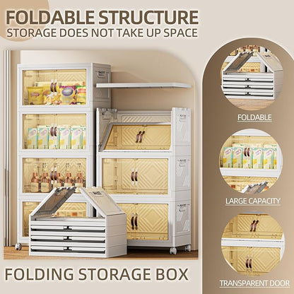 340 QT / 85 Gal Magnetic Door Storage Bins Collapsible Stackable w/1 Lid - Image 5
