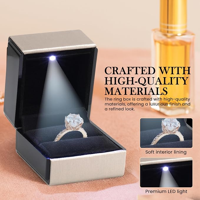 Novel Box Square Shaped Gold Ring Box - Image 5