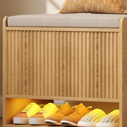 HOMEFORT 23.6" Fluted Shoe Storage Bench, Small Entryway Bench - Image 8