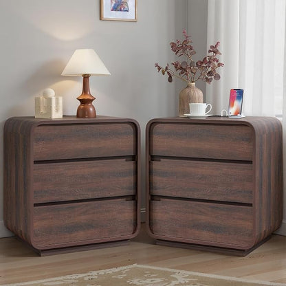 Modern Nightstand Set of 2, 23.2" Wide Wood Bedside Table - Image 9