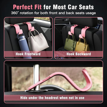 Amooca Universal Car Headrest Hooks, Car Organizer Hanger Storage Hooks - Image 5