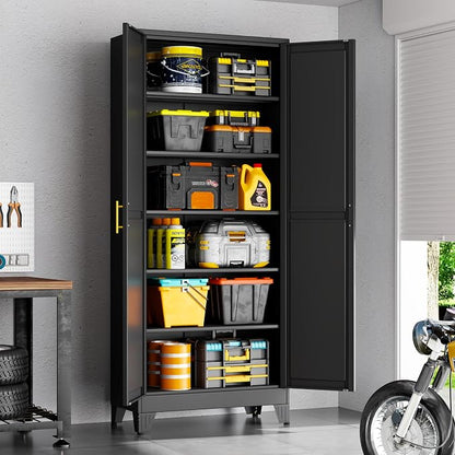 75" Black Metal Storage Cabinet - Image 2