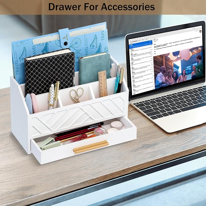 dreampossible white Wood Desk Organizer and Accessories - Image 4