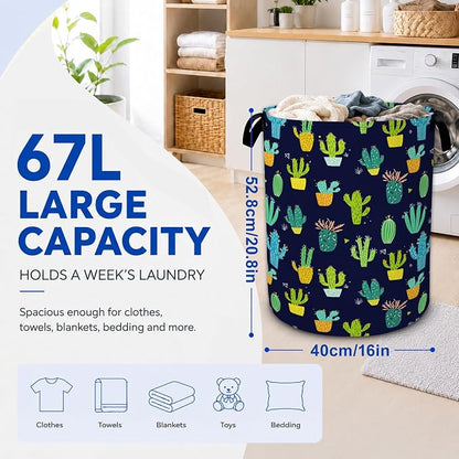 Cactus Plants Laundry Hamper, Collapsible Laundry Baskets, Dirty Clothes Baskets - Image 2