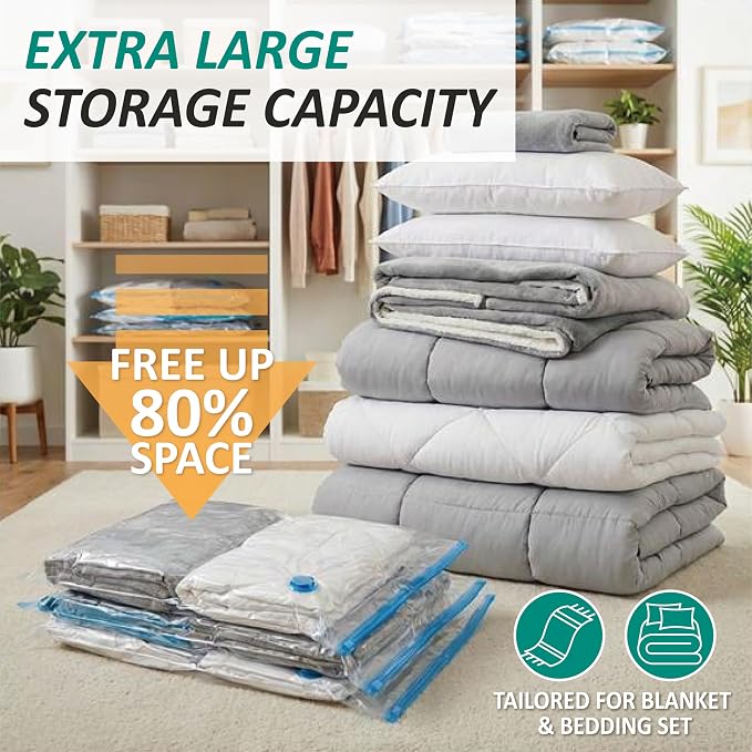Cozy Essential Vacuum Storage Bags, 80% Compression Vacuum Seal Space Saver - Image 2