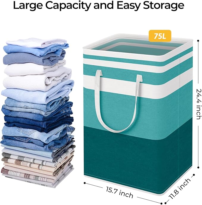 HomeHacks 2-Pack Large Laundry Basket, Waterproof, Freestanding Laundry Hamper - Image 4