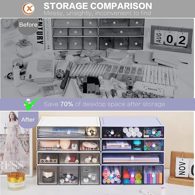 Desk Storage Organizer with 9 Drawers, 4 Tiers Stackable Desktop Craft Storage - Image 7