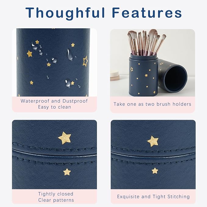 Portable Makeup Brush Holder, Waterproof PU Leather Travel Makeup Brush Case - Image 4