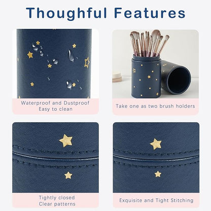 Portable Makeup Brush Holder, Waterproof PU Leather Travel Makeup Brush Case - Image 4