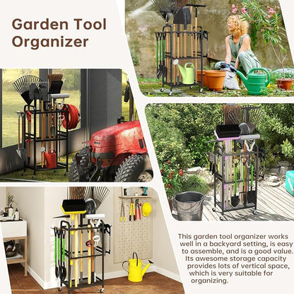 Hadulcet Garden Tool Organizer, Metal Garage Organization and Storage - Image 9