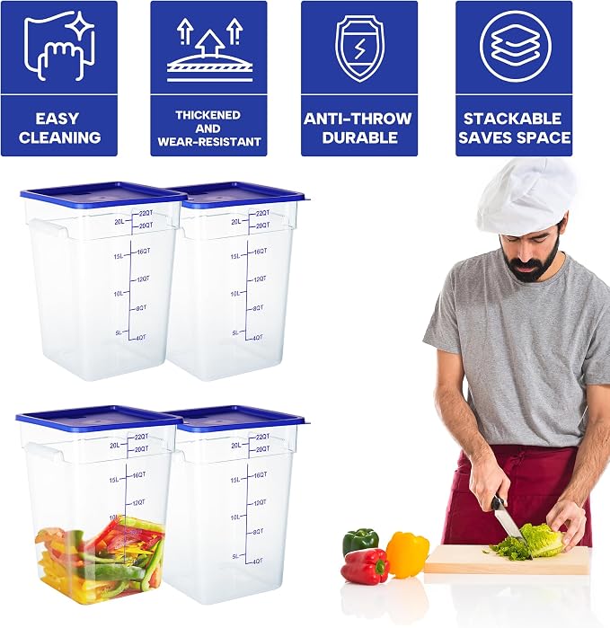 4 Pack Food Storage Containers, 22 Quart - Image 4
