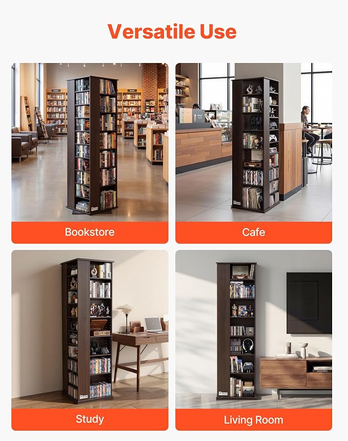 VEVOR Media Storage Cabinet, CD Rack Tower, 34 Compartments Rotating Media - Image 8