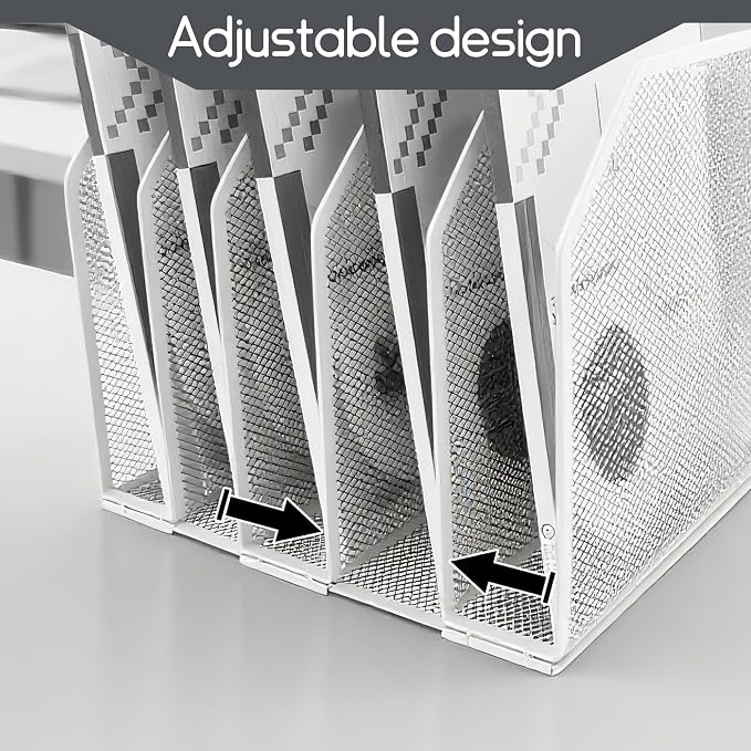 Adjustable Desk File Organizer, Detachable Office Folder Organizer, Compact - Image 2