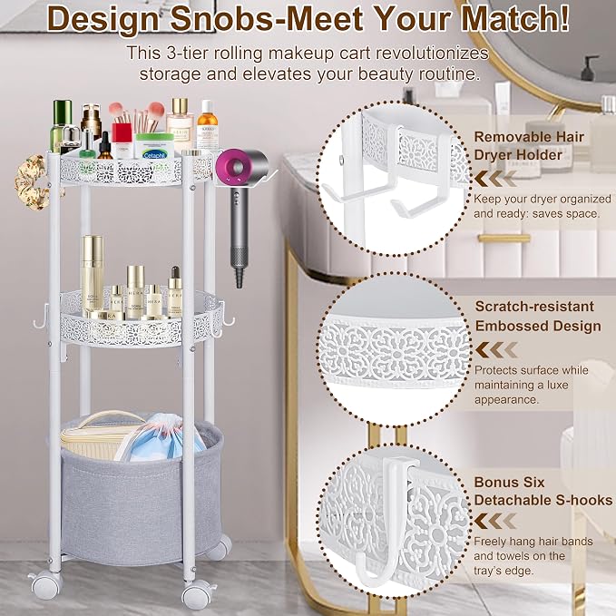 Rolling Makeup Cart Organizer - Image 4