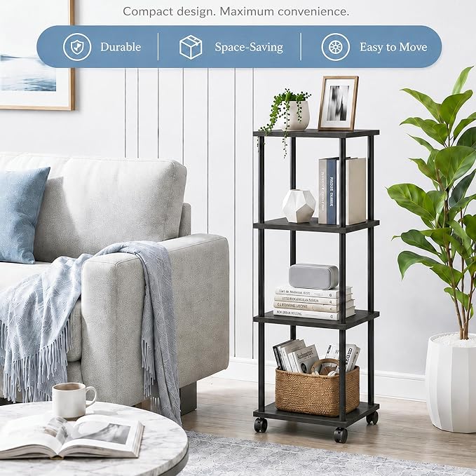 4-Tier 38.2" Tall Black Bathroom Shelving Unit - Image 4