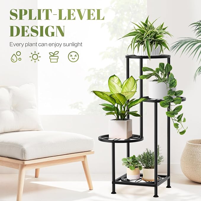 4 Tier Plant Stand Indoor Outdoor, Metal Flower Shelf Display Holder - Image 4