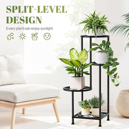 4 Tier Plant Stand Indoor Outdoor, Metal Flower Shelf Display Holder - Image 4