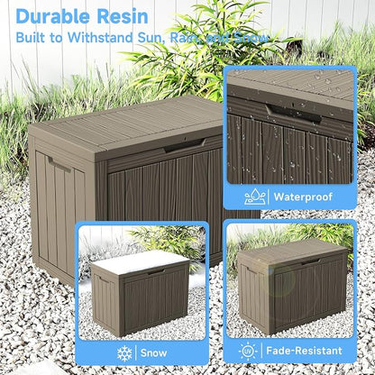 Vixzen 55 Gallon Deck Boxes Outdoor Waterproof, Lockable Resin Storage Box - Image 5