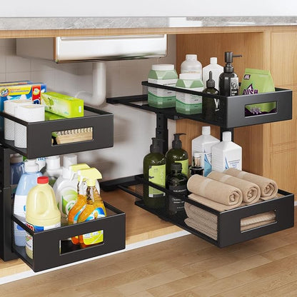 Under Sink Organizer, 2-Tier Dual Pull Out Cabinet Organizer Drawers by UnderSinkOrganizer