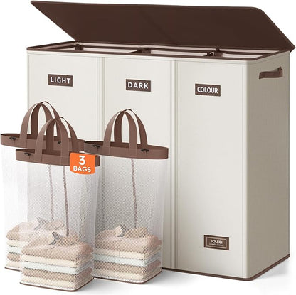 SOLEDI 200L 3-Section Laundry Hamper by SOLEDI