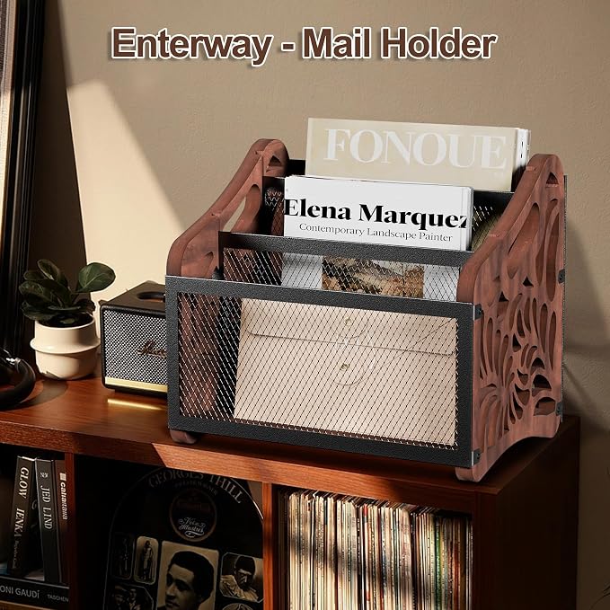 Wood Magazine Holder, 3-Compartment Magazine Rack Floor | Magazines File Holder - Image 7