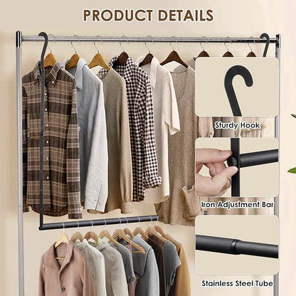 Hanging Closet Rod, Hanging Clothes Organizer, Adjustable, 2 Pack | Metal - Image 2