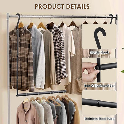 Hanging Closet Rod, Hanging Clothes Organizer, Adjustable, 1 Pack | Metal - Image 2
