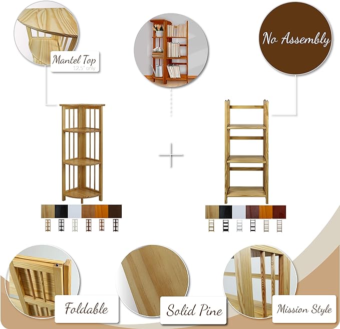 Casual Home 3-Shelf Folding Bookcase-Honey Oak - Image 5