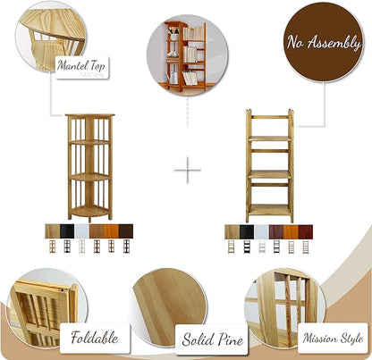 Casual Home 3-Shelf Folding Bookcase-Honey Oak - Image 5