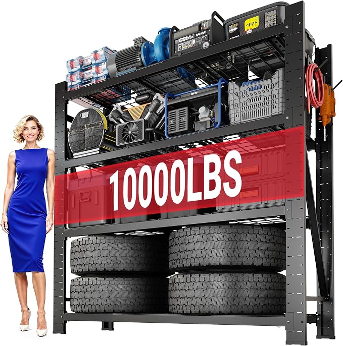 FLEXIMOUNTS Garage Shelving Heavy Duty, 49.6" W 4-Tier 10000LBS Industrial by FLEXIMOUNTS