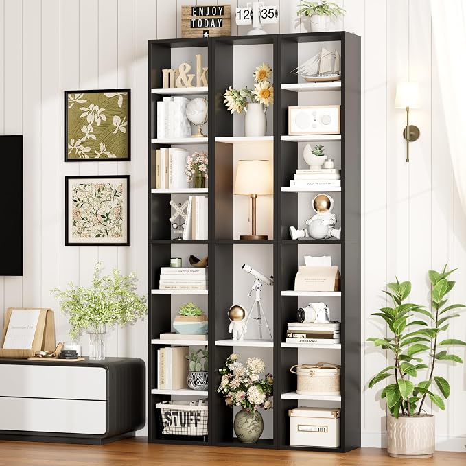 FOTOSOK Bookshelf Bookcase 8-Tier Narrow Bookshelf Tall CD Media Tower Rack | - Image 5