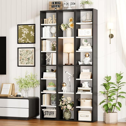 FOTOSOK Bookshelf Bookcase 8-Tier Narrow Bookshelf Tall CD Media Tower Rack | - Image 5