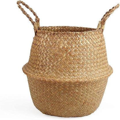 Woven Seagrass Belly Basket for Storage Plant Pot and Laundry, Picnic and by BlueMake