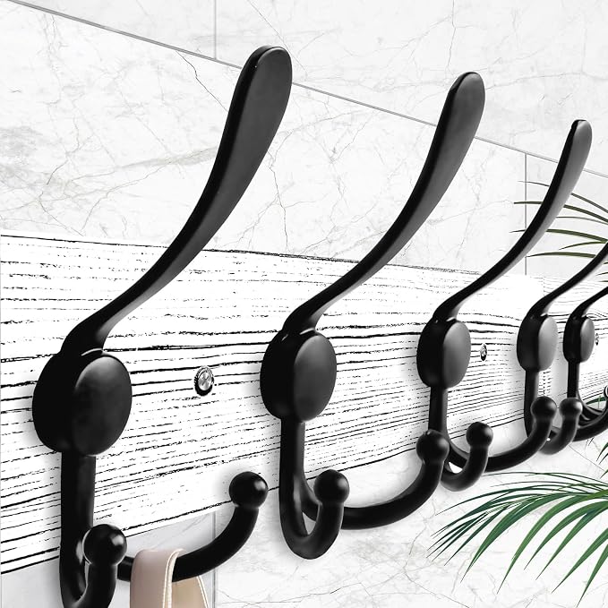 IBosins Wall Mounted Coat Rack, 31.4'' Long, Rustic Wood & Aluminum Coat Rack - Image 3
