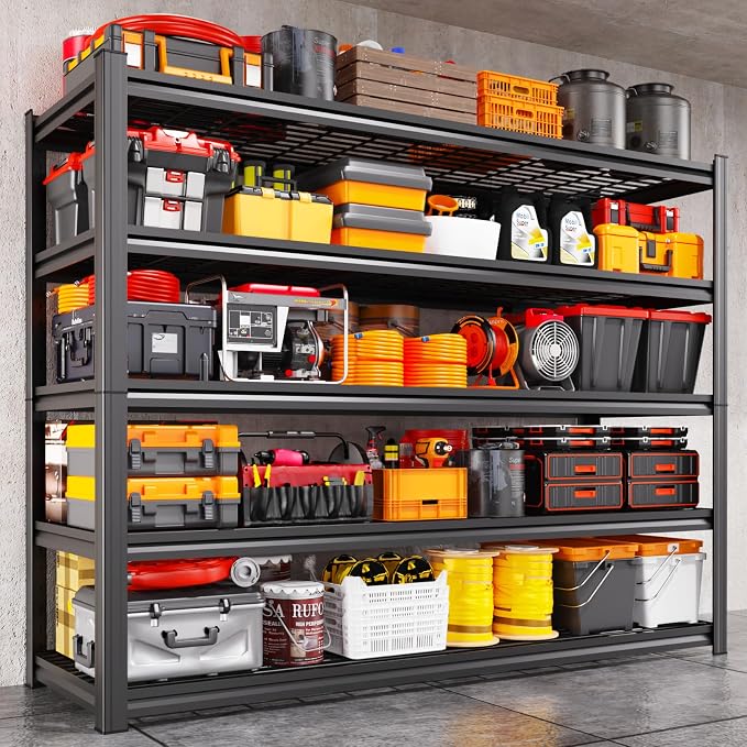 Storage Shelves, Adjustable Shelving Unit, 5T Metal Garage Shelving, Heavy Duty by KORVENA